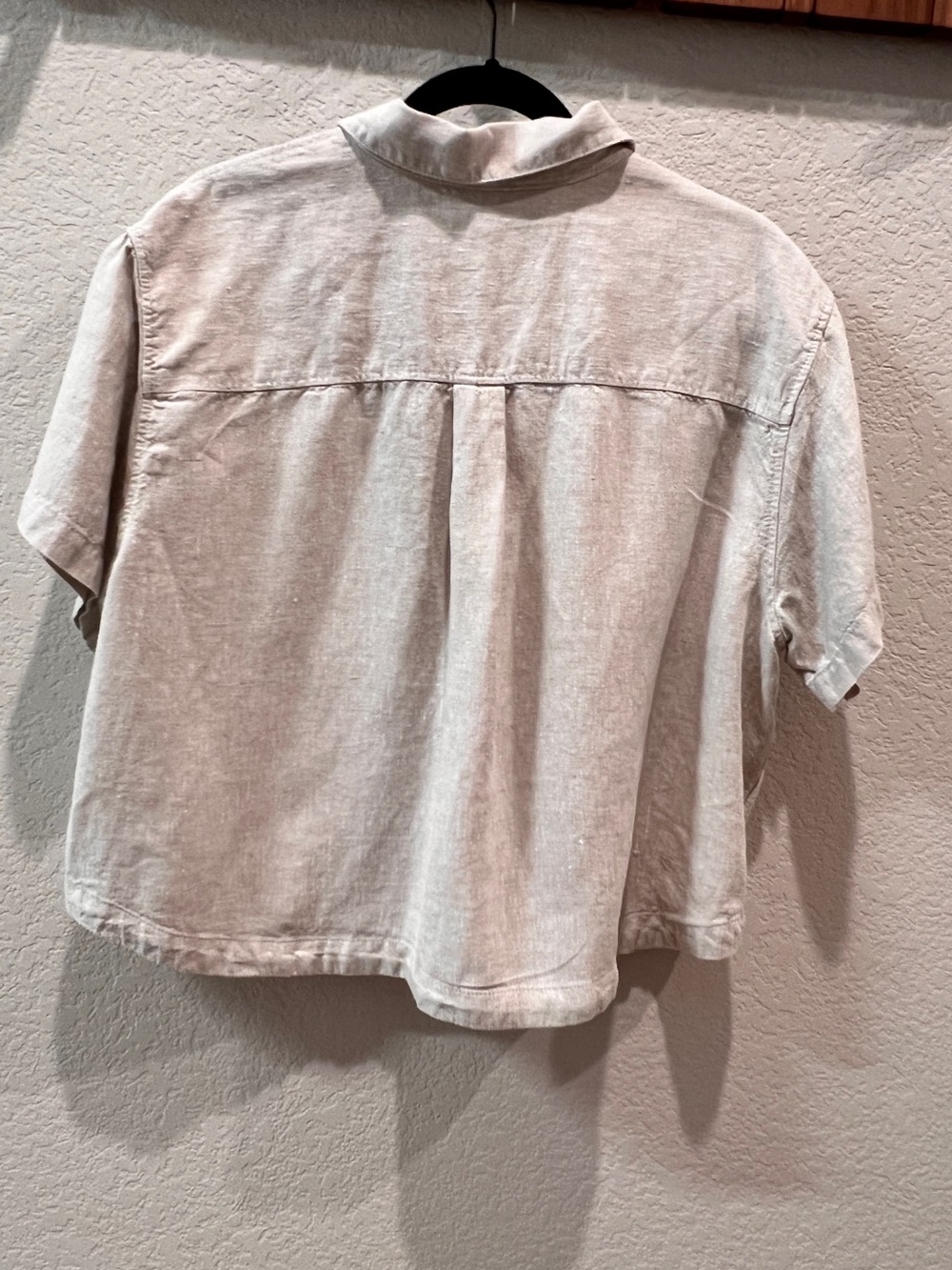 Athleta Retreat 100% Linen Short Sleeve Collared Shirt Natural Beige Size XL - Picture 10 of 11